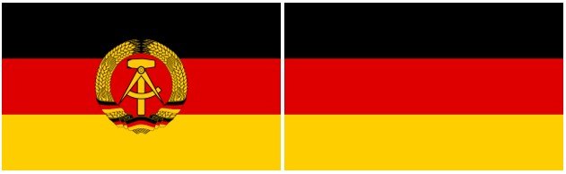   Credit:    Flaggenentwurf    (GDR flag),    SKopp & Madden (FRG flag)   